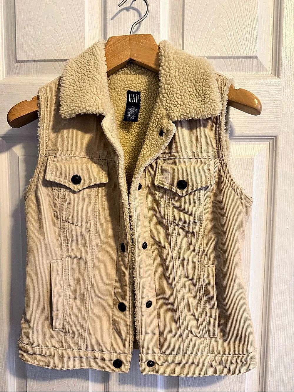 Gap Corduroy Sherpa Lined Vest Beige XS